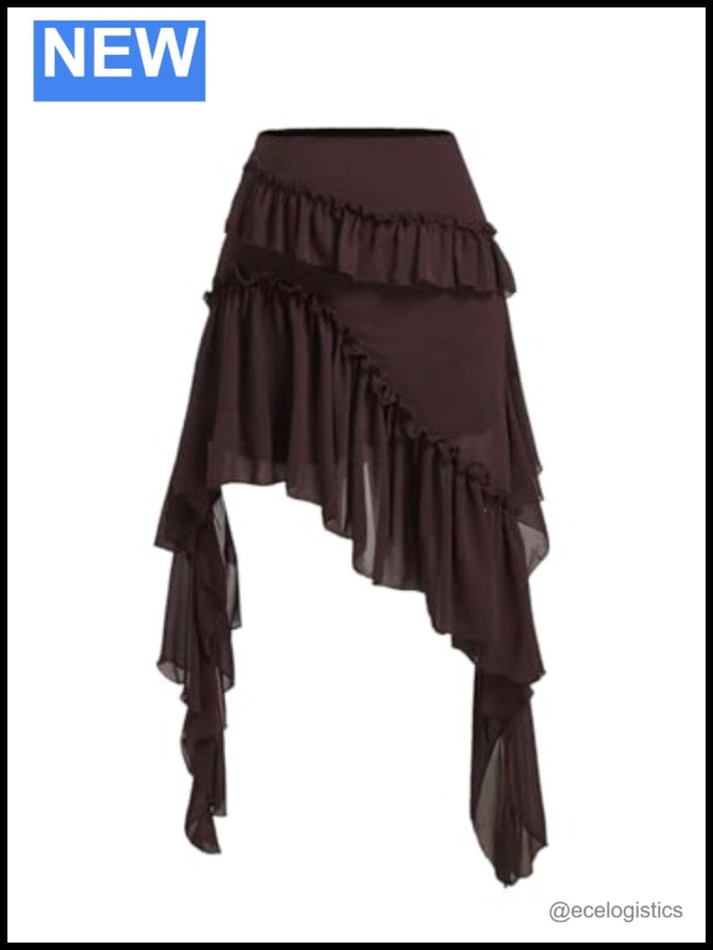 Women's Plus Size Tiered Ruffle Midi Skirt High Rise Asymmetrical